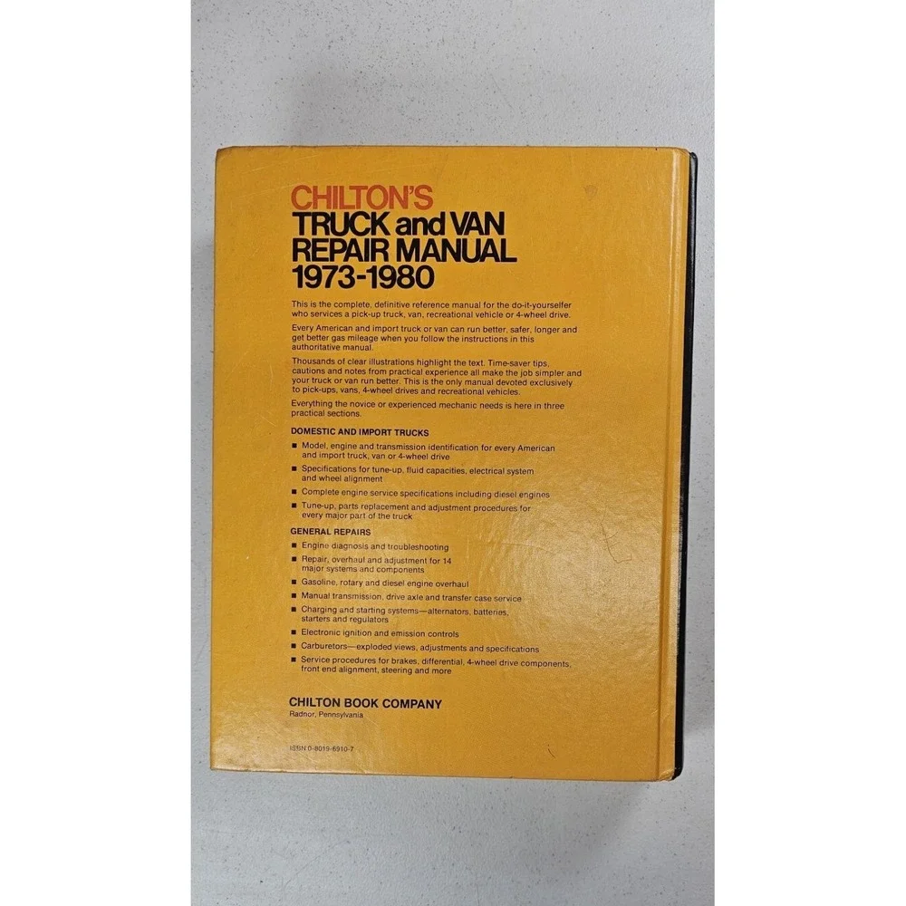Chilton Truck & Van Repair Manual 1973-1980 Hardcover DIY‎ Mechanics Guide